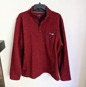 Woolrich Men's Large Snap T Closure Red Maroon Chest Pocket Pullover Sweatshirt